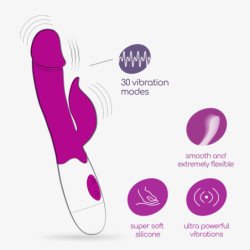 VIBRADOR CON ESTIMULADOR DE CLÍTORIS MOCHI MORADO Y LUBRICANTE DE BASE AGUA INCLUIDO CRUSHIOUS