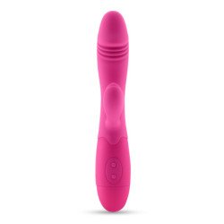 VIBRADOR RECARGABLE CON ESTIMULADOR DE CLÍTORIS BLOSSOMS ROSA FUERTE Y LUBRICANTE DE BASE AGUA INCLUIDO CRUSHIOUS