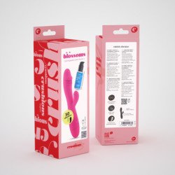 VIBRADOR RECARGABLE CON ESTIMULADOR DE CLÍTORIS BLOSSOMS ROSA FUERTE Y LUBRICANTE DE BASE AGUA INCLUIDO CRUSHIOUS