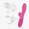 VIBRADOR RECARGABLE CON ESTIMULADOR DE CLÍTORIS BLOSSOMS ROSA FUERTE Y LUBRICANTE DE BASE AGUA INCLUIDO CRUSHIOUS