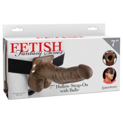 STRAP-ON HUECO CON TESTICULOS 7" FETISH FANTASY SERIES MULATO