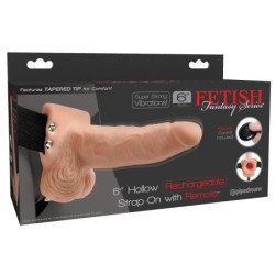 ARNÉS CON DILDO HUECO RECARGABLE 6" HOLLOW RECHARGEABLE STRAP-ON CON MANDO FETISH FANTASY SERIES