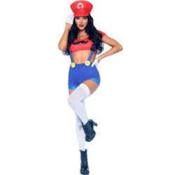 LEG AVENUE - DISFRAZ SEXY MARIO BROS ROJO/AZUL S