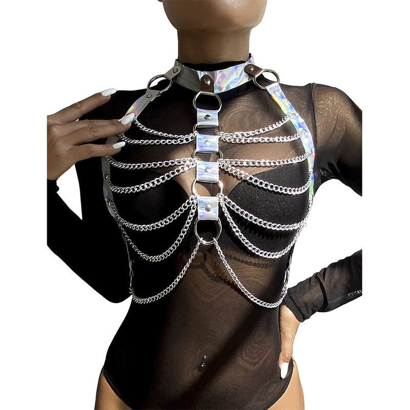 SUBBLIME - 953737 ARNÉS DE PECHO CON ANILLOS Y CADENAS PLATEADO TALLA ÚNICA