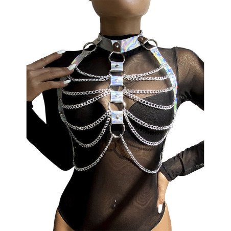 SUBBLIME - 953737 ARNÉS DE PECHO CON ANILLOS Y CADENAS PLATEADO TALLA ÚNICA