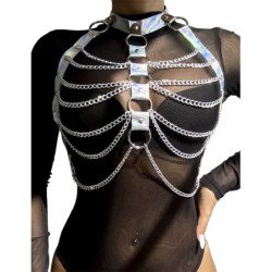 SUBBLIME - 953737 ARNÉS DE PECHO CON ANILLOS Y CADENAS PLATEADO TALLA ÚNICA