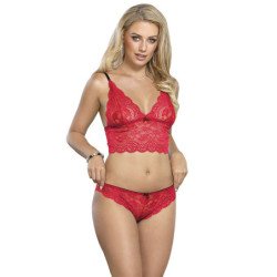 SUBBLIME - 953898 CAMISO DE SEDA Y ENCAJE + BRAGUITAS ROJO S/M