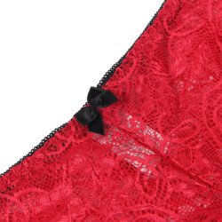 SUBBLIME - 953898 CAMISO DE SEDA Y ENCAJE + BRAGUITAS ROJO S/M