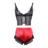 SUBBLIME - 953959 CAMISO DE SEDA CASUAL + PANTALONES DE ENCAJE NEGRO/ROJO TALLA S/M