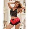 SUBBLIME - 953966 Camisón informal de seda + pantalones de encaje negro/rojo L/XL