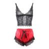 SUBBLIME - 953966 Camisón informal de seda + pantalones de encaje negro/rojo L/XL