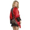 SUBBLIME - 954024 CAMISETA DE CAMISETA CON ESPALDA TRANSPARENTE DE ENCAJE + TANGA ROJO/NEGRO L/XL