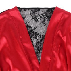 SUBBLIME - 954024 CAMISETA DE CAMISETA CON ESPALDA TRANSPARENTE DE ENCAJE + TANGA ROJO/NEGRO L/XL