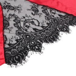 SUBBLIME - 954024 CAMISETA DE CAMISETA CON ESPALDA TRANSPARENTE DE ENCAJE + TANGA ROJO/NEGRO L/XL