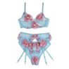 SUBBLIME - 954109 SUJETADOR + BRAGUITAS CON LIGUERO DISEÑO FLORAL AZUL S/M