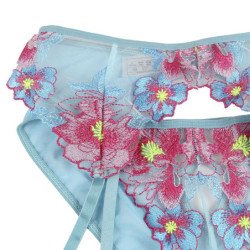 SUBBLIME - 954116 SUJETADOR + BRAGUITAS CON LIGUERO DISEÑO FLORAL AZUL L/XL