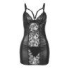 SUBBLIME - 954178 VESTIDO + TANGA DE CUERO NEGRO L/XL