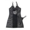 SUBBLIME - 954178 VESTIDO + TANGA DE CUERO NEGRO L/XL