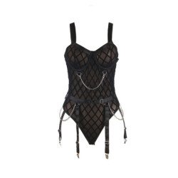 SUBBLIME - 954260 BODY CON CADENAS + LIGUERO NEGRO S/M