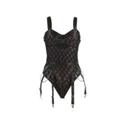 SUBBLIME - 9542277 BODY CON CADENAS + LIGUERO NEGRO L/XL