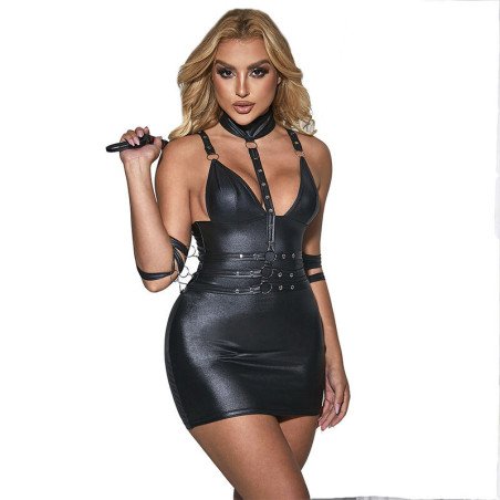 SUBBLIME - 954413 BODY DE CUERO NEGRO PARA BONDAGE L/XL