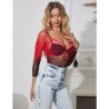 SUBBLIME - 952259 VESTIDO DE MANGA LARGA DE RED ELÁSTICA CON DEGRADADO ROJO Y NEGRO TALLA ÚNICA