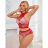 SUBBLIME - 952402 BODYSTOCKING CONJUNTO DE REJILLA CON BRILLANTES ROJO TALLA ÚNICA