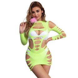 SUBBLIME - 952280 VESTIDO DE RED ELÁSTICO DE MANGA LARGA VERDE TALLA ÚNICA