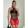 SUBBLIME - 952242 BODYSTOCKING DE REJILLA ELSTICO DEGRADADO ROJO Y NEGRO TALLA ÚNICA