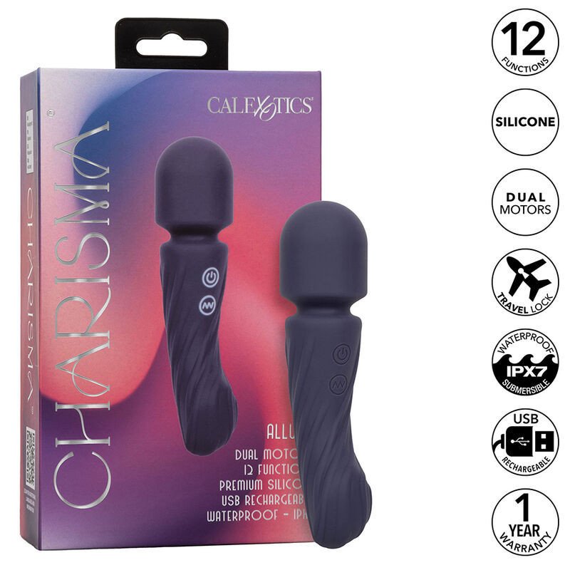CALEXOTICS - MASAJEADOR CHARISMA ALLURE CON DOBLE MOTOR, 12 FUNCIONES, 17,25 CM X 4,5 CM, COLOR MORADO