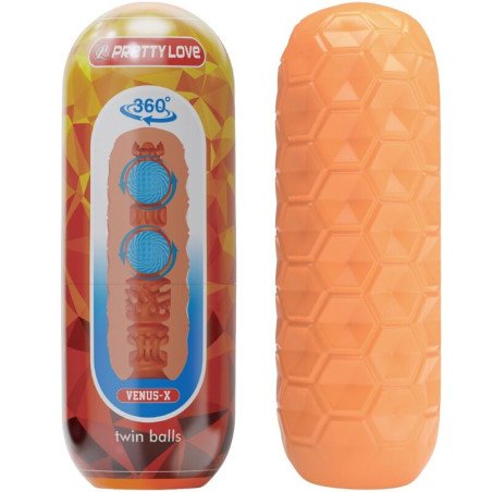 AMOR PRECIOSO - MASTURBADOR MASCULINO DE BOLAS GEMELAS NARANJA