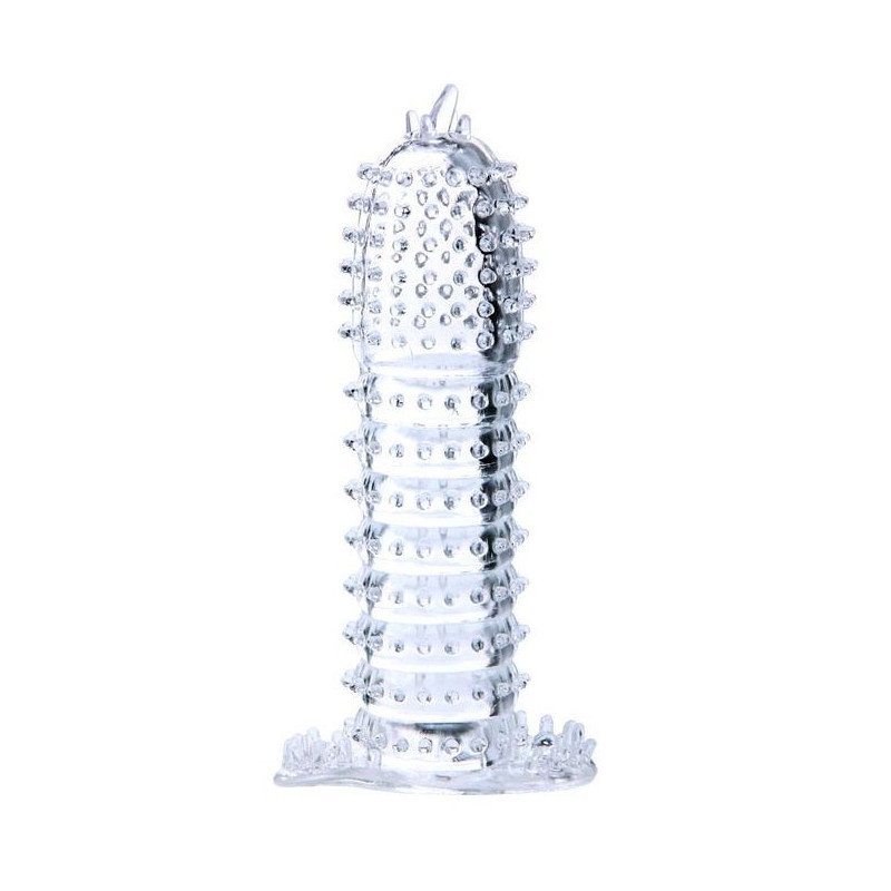 BAILE - FUNDA PARA EL PENE CON PUNTOS ESTIMULANTES TRANSPARENTES 14 CM