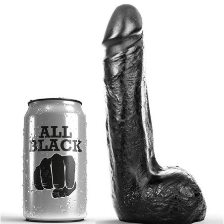 TOTALMENTE NEGRO - DILDO REALISTA NEGRO SUAVE DE 20 CM