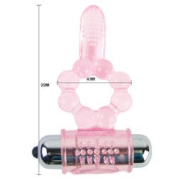 BAILE - ANILLO DE SILICONA CON 10 RITMOS DE LENGUA Y VIBRACIÓN ROSA