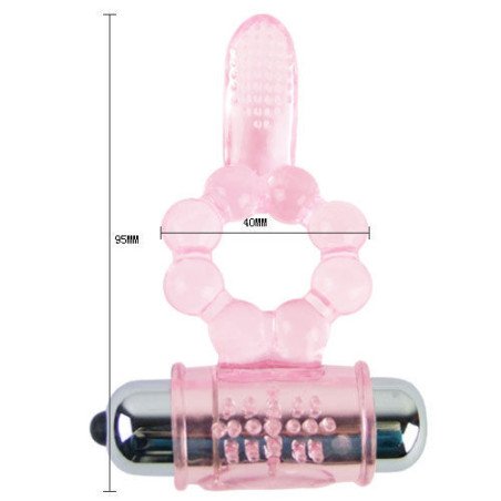 BAILE - ANILLO DE SILICONA CON 10 RITMOS DE LENGUA Y VIBRACIÓN ROSA