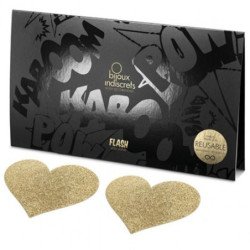 BIJOUX - INDISCRETS FLASH CUBIERTOS PARA PEZONES CON FORMA DE CORAZÓN DORADO
