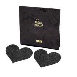 BIJOUX - INDISCRETS FLASH CORTES DE PEZONES CON FORMA DE CORAZÓN NEGRO