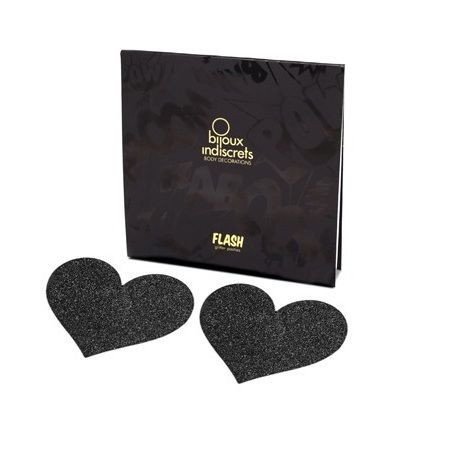 BIJOUX - INDISCRETS FLASH CORTES DE PEZONES CON FORMA DE CORAZÓN NEGRO
