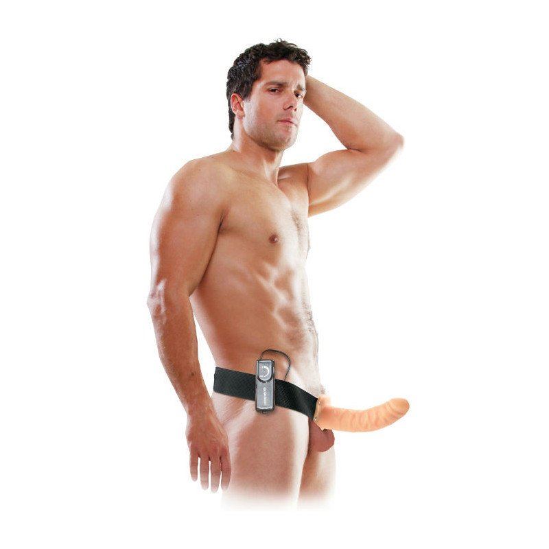 SERIE FETISH FANTASY - STRAP-ON VIBRADOR HUECO DE 19 CM MARRÓN