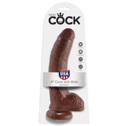 KING COCK - 9 DILDO MARRÓN CON TESTÍCULOS 22,9 CM