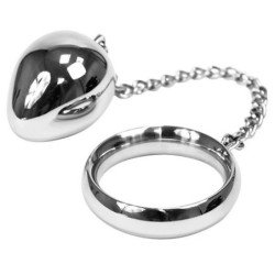 ANILLO PARA PENE DE METAL DURO DE 40 MM + CADENA CON BOLA METÁLICA