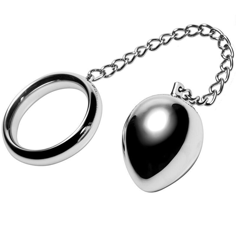 ANILLO PARA PENE DE METAL DURO - 50 MM + CADENA CON BOLA METÁLICA