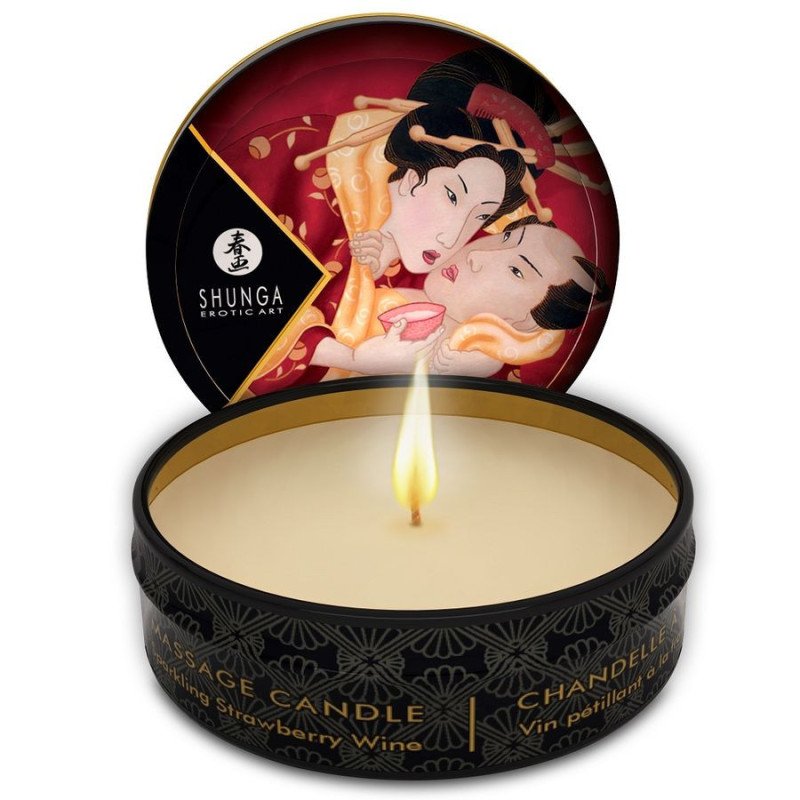 SHUNGA - MINI CARESS BY CANDELIGHT VELA DE MASAJE CON FRESAS Y CAVA 30 ML