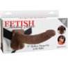 SERIE FETISH FANTASY - SERIE 9 STRAP-ON HUECO CON BOLAS 22,9 CM MARRÓN