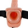 SERIE FETISH FANTASY - SERIE 11 STRAP-ON HUECO VIBRADOR CON BOLAS 27,9 CM CARNE