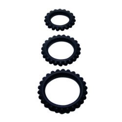 BAILE - TITAN SET 3 PIEZAS ANILLO PARA PENE NEGRO 2.8 + 2.4 + 1.9 CM