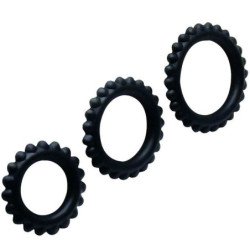 BAILE - TITAN SET 3 PIEZAS ANILLO PARA PENE NEGRO 2.8 + 2.4 + 1.9 CM