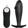 PRETTY LOVE - TAPÓN ANAL DE SILICONA CON FORMA DE PENE Y 12 MODOS DE VIBRACIÓN, COLOR NEGRO