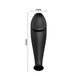 PRETTY LOVE - TAPÓN ANAL DE SILICONA CON FORMA DE PENE Y 12 MODOS DE VIBRACIÓN, COLOR NEGRO