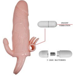 BAILE - FUNDA PARA PENE BRAVE MAN CON ESTIMULACIÓN DE CLÍTORIS Y ANAL, COLOR CARNE, 16,5 CM